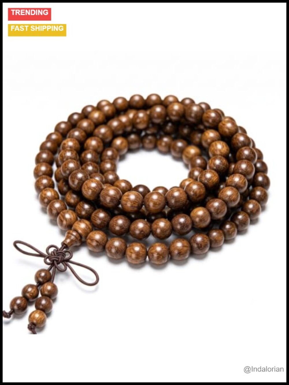 108 Mala Beads Natural Sandalwood, 8mm, Wrap Bracelet Necklace